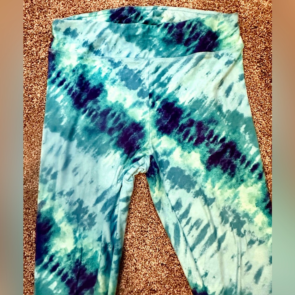 Wide waistband & Super Soft Vibrant Blue Tie-Dye Leggings | S | Like New - Picture 12 of 17